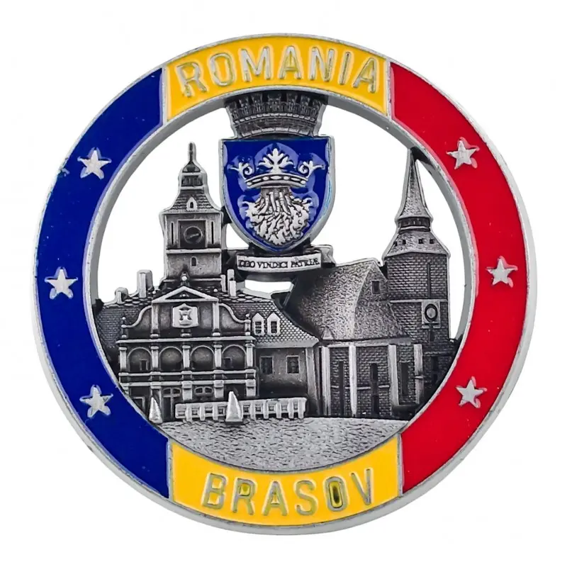 Brasov romania, magnet din metal rotund, model 3091h